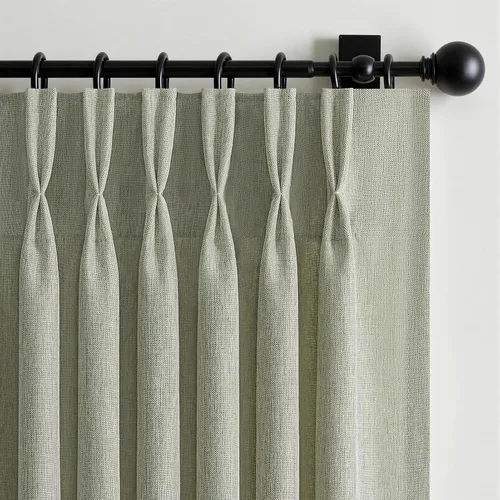 Vista 25 de 2 paneles de cortinas plisadas de lino beige de 84 pulgadas de largo, para dormitorio y sala de estar, cortina plisada con ganchos y pestaña trasera