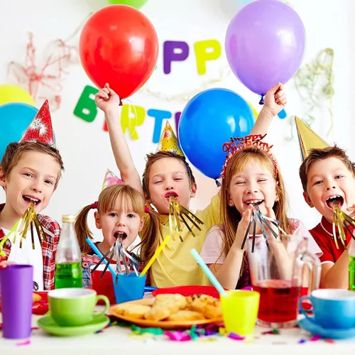 Vista 7 de 36 piezas de ruido dorado y plateado para adultos y niños, cuernos de fiesta y sopladores, chillones para cumpleaños, Navidad, eventos deportivos