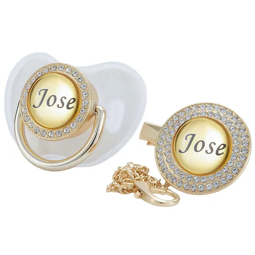 Vista 27 de Juego de Chupete y Clip con Nombre Personalizado Brillante – Chupete Personalizado para Baby Shower, Recuerdo de Recién Nacido para Fotos (Negro)