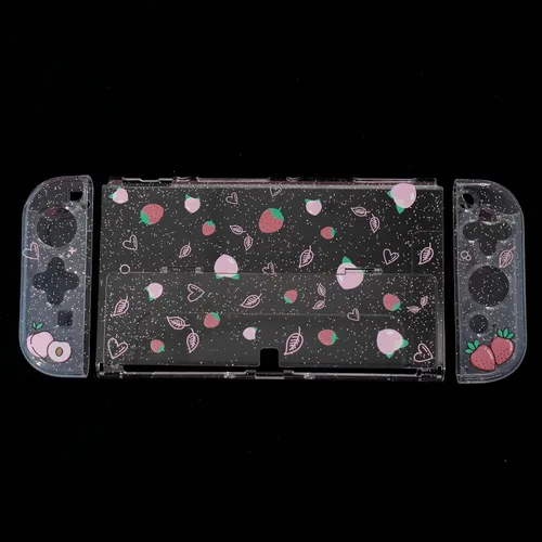 Vista 9 de Switch OLED - Funda con purpurina para interruptor acoplable OLED transparente con protector de pantalla OLED y bonitas tapas de agarre