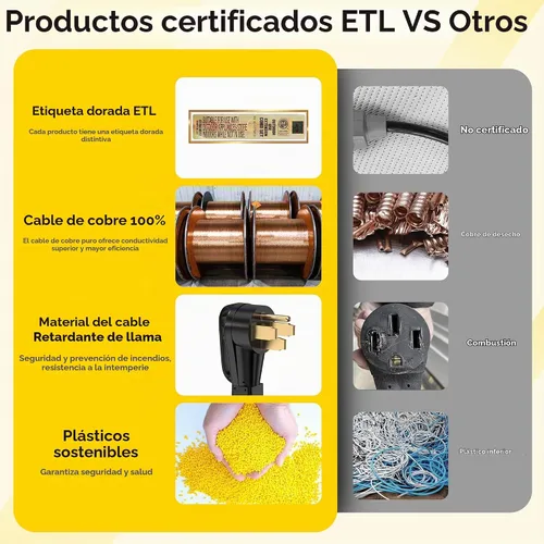 Vista 4 de YOMILINK Cable de 50 amperios de 10 pies para RV/generador, certificado UL, conector de bloqueo, NEMA 14-50P a SS2-50R con bloqueo de torsión, mango