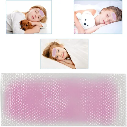 Vista 4 de 40 hojas de parches de gel refrescante para la fiebre, tiras refrescantes para la frente, láminas de gel refrescante para aliviar el dolor