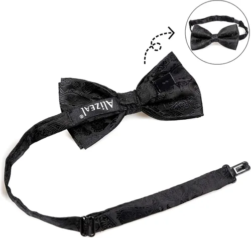 Vista 3 de Alizeal Mens Classic Paisley Bow Tie Hanky and Cufflinks Set