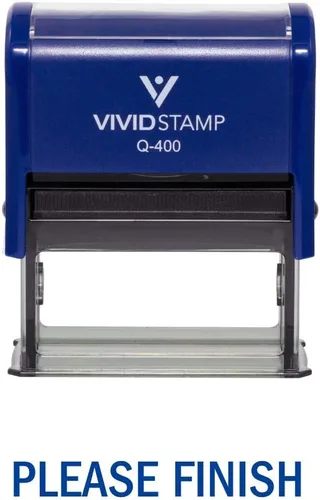 Vista 7 de Sello de goma autoentintado para profesor de trabajo incompleto (tinta azul), tamaño mediano