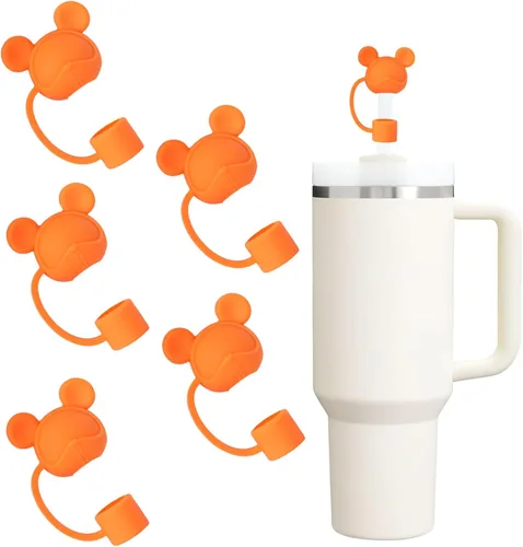 Vista 7 de Juego de 4 fundas de popote con diseño de estrella compatibles con vasos Stanley de 30 y 40 onzas, reutilizables, bonitas puntas de popote