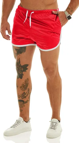 Vista 3 de Ouber Pantalones cortos ajustados para hombre, culturismo, entrenamiento, gimnasio, correr, pantalones cortos de levantamiento ajustados