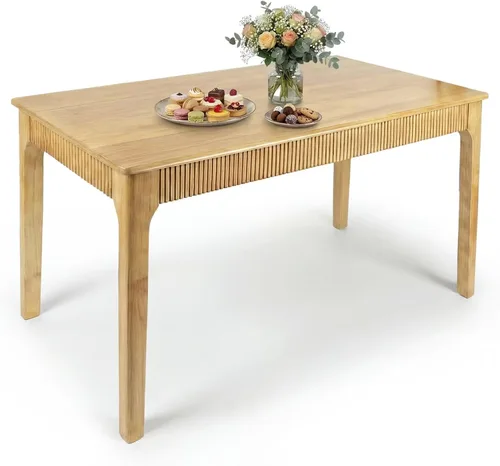Vista 9 de Mesa de comedor de madera maciza de 31.5", mesa de madera real rectangular