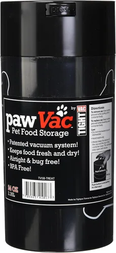 Vista 33 de Pawvac Contenedor de almacenamiento de alimentos para mascotas sellado al vacío de 3 onzas; patas blancas y negras