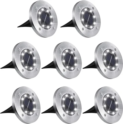Vista 11 de Aogist Luces solares de suelo, luces LED de disco de jardín, iluminación de paisaje al aire libre para césped, patio, camino, terraza, pasarela