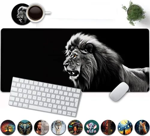 Vista 35 de Alfombrilla de mouse grande de 31.5 x 11.8 pulgadas, extendida para juegos con bordes cosidos, protector de alfombrilla de mouse XXL, base de goma