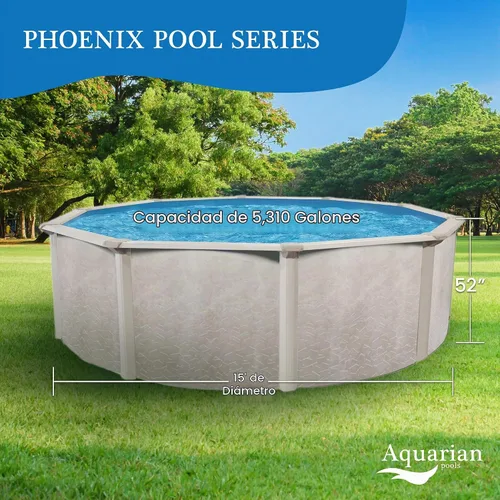 Vista 8 de Aquarian Kit de piscina sobre el suelo con marco de acero con filtro de arena y bomba, Phoenix, 15