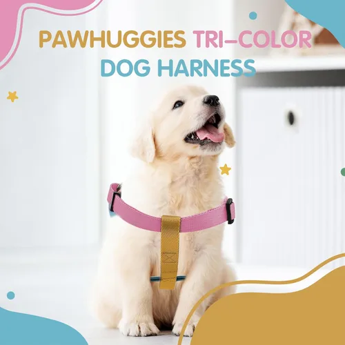 Vista 7 de Arnés de perro ajustable tricolor para perros pequeños y XS - Arnés resistente y fácil de caminar para cachorros, azul y rosa