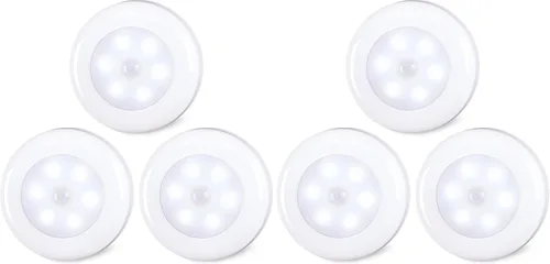 Vista 10 de STAR-SPANGLED Paquete de 3 luces con sensor de movimiento de 2.8 pulgadas para interiores, funciona con pilas AAA, luz LED para pegar en escaleras