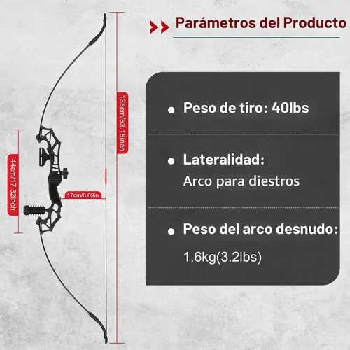 Vista 2 de Arcos recurvos y flechas Set 40lbs mano derecha adultos Takedown
