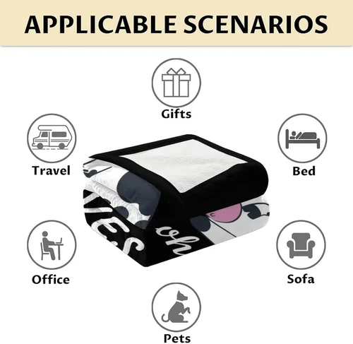 Vista 6 de Manta de vaca para niñas pequeñas, tamaño de regazo de 30 x 40 pulgadas, manta de felpa suave y peluda para regalo, manta negra linda para cama, sofá