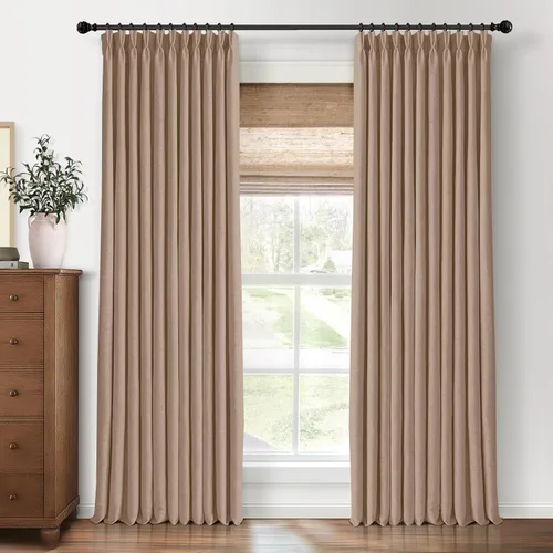 Vista 28 de CAPALOCA Cortinas extra de 60 pulgadas de ancho 100% opacas de 96 pulgadas Desnudo Natural
