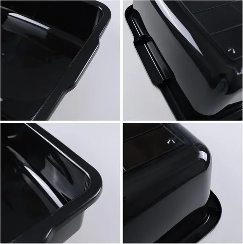 Vista 3 de Sadstory - Tina de autobús comercial de plástico negro, caja de autobús grande de 35 L, 4 paquetes