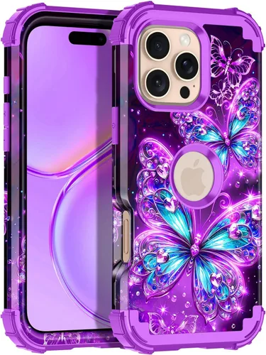 Vista 34 de Miqala Funda para iPhone 12, iPhone 12 Pro, que brilla en la oscuridad, tres capas, resistente a los golpes, protección de plástico duro + funda