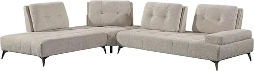 Vista 5 de Betsy Furniture Cómodo sofá seccional en forma de L de microfibra de 128 pulgadas, respaldos ajustables, 9073 (gris claro, sillón izquierdo)