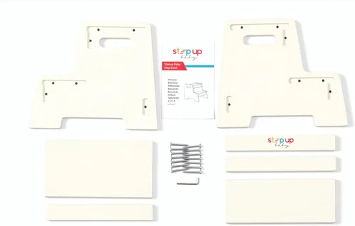 Vista 15 de Taburete de madera barnizado para niños – Taburete infantil de 2 pasos con asas, madera contrachapada de abedul, base antipunta y esquinas