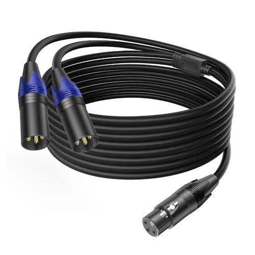 Vista 11 de LanSenSu XLR hembra a 2 XLR macho Patch Y cable, cable divisor de micrófono equilibrado, adaptador de audio, 11.8 pulgadas (paquete de 2)