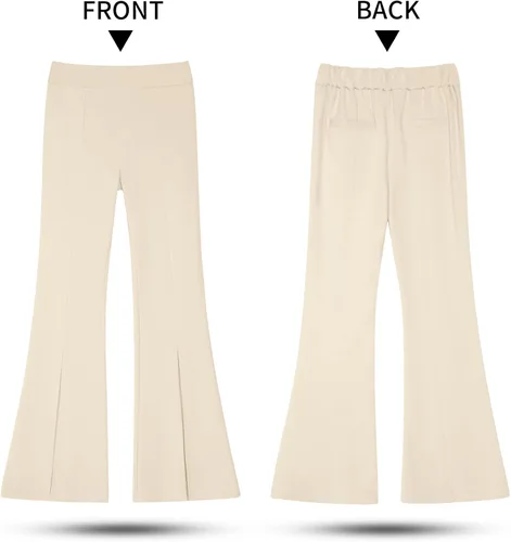 Vista 9 de GRAPENT Pantalones de vestir de pierna ancha para mujer, pantalones acampanados, pantalones casuales de trabajo, pantalones de trabajo