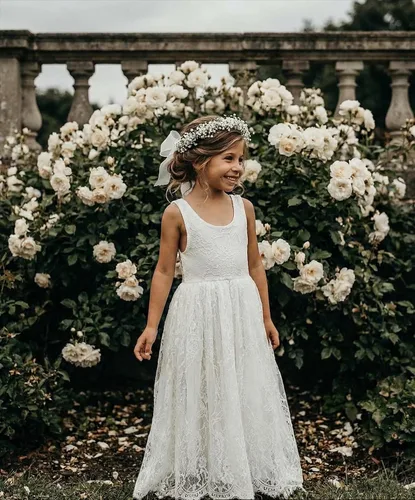Vista 4 de 2Bunnies - Vestido de fiesta con tutú de tul, espalda de encaje de rosa, tipo A, para niñas Maxi sin mangas de encaje