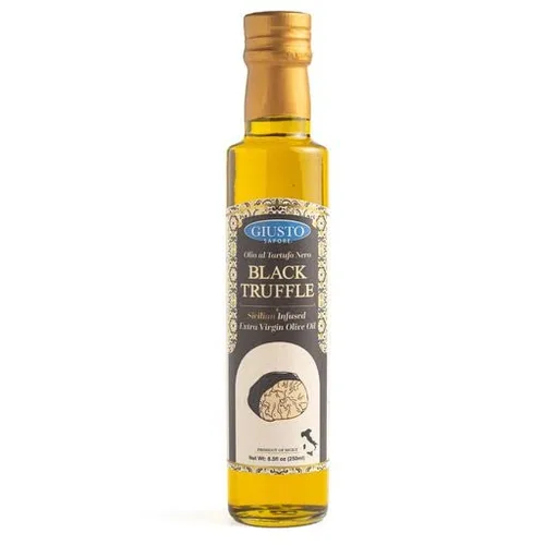 Vista 8 de Giusto Sapore Juego de regalo de aceite de oliva infundido con albahaca, trufa negra, hierba toscana, ajo picante, romero, caja de regalo de 5