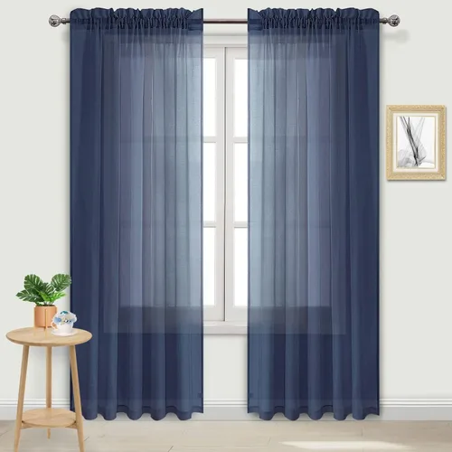 Vista 166 de DWCN Cortinas Transparentes Aqua de Voile Semitransparente con Bolsillo para Barra para Dormitorio y Sala de Estar, 36 x 36 pulgadas de Largo, Juego