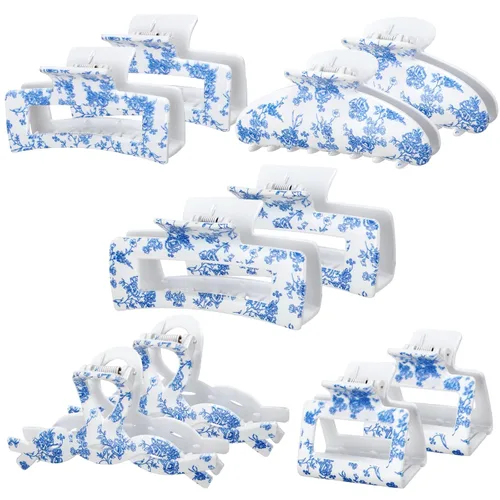 Vista 8 de Zeyune 5 piezas de pinza de pelo floral azul grande algo azul antes
