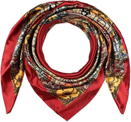 Vista 11 de corciova - Bufanda cuadrada grande para mujer, diadema sedosa para cabello rizado, lazo para dormir por la noche, bandana a la moda, 35 x 35