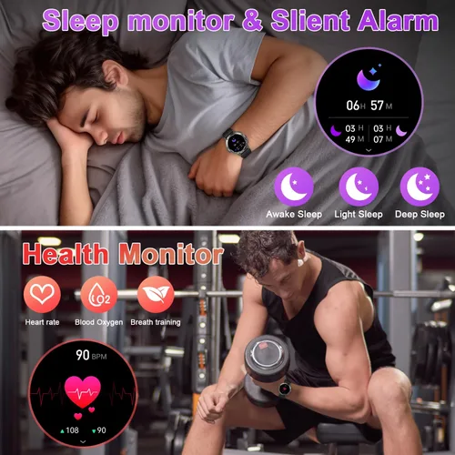 Vista 3 de Smart Watch for Men Fitness Tracker: Smart Watches for Android Phones iPhone Bluetooth Waterproof Make Answer Call Digital Mens Watches Heart Rate