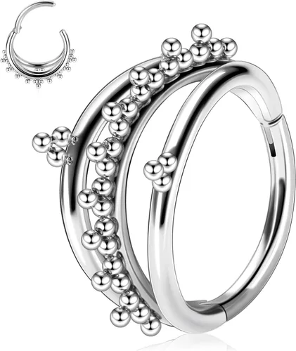 Vista 51 de Anillo Clicker de Acero Quirúrgico 316L para Tabique Nasal, Aro para Nariz, Aro Durmiente, Pendiente de Aro, Hélix, Rook, Conch, Cartílago, Daith