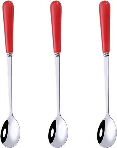Vista 8 de 3 cucharas de mezcla para café, postre, helado, batido, cucharadita de acero inoxidable con mango de cerámica, cucharadas de café expreso, cucharas
