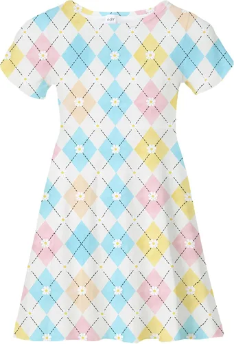 Vista 29 de Vestidos para niñas con estampado lindo, de manga corta, vestidos casuales de verano para niñas de 4 a 10 años