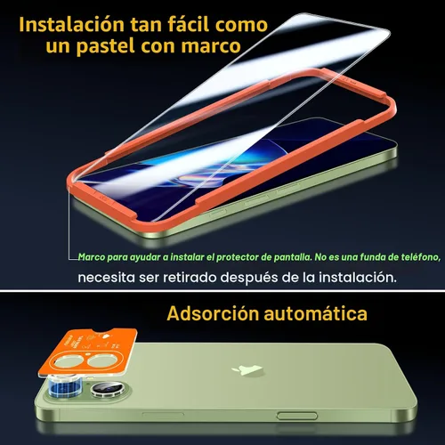 Vista 8 de QsmQam Paquete de 3 Protectores de Pantalla para iPhone 17 de 6.3 Pulgadas + 1 Paquete de Protector Individual de Lente de Cámara, Vidrio Templado