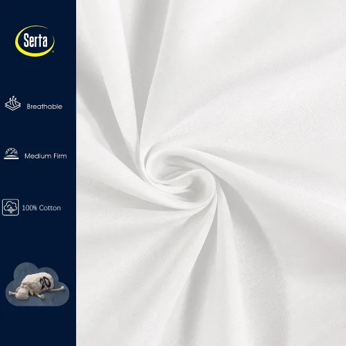 Vista 5 de Serta Juego de 2 almohadas de fibra de plumón de ganso blanco de 233 hilos, tamaño King, 100% algodón, para dormir de lado