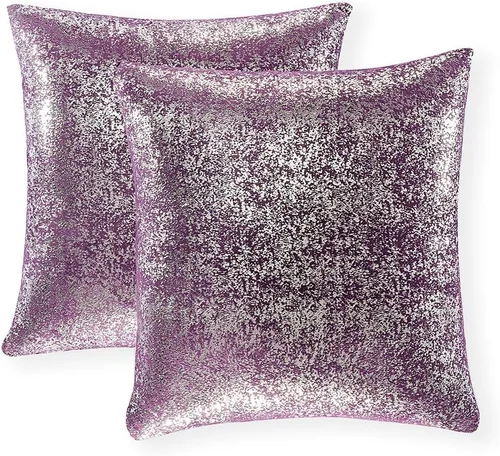 Vista 23 de Xinrjojo Juego de 2 almohadas brillantes en negro y dorado, almohadas suaves y brillantes decorativas, juego de fundas de almohada cuadradas negras