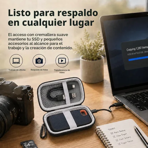 Vista 7 de PAIYULE Funda de disco duro para SSD portátil SanDisk Extreme y Extreme PRO Negro