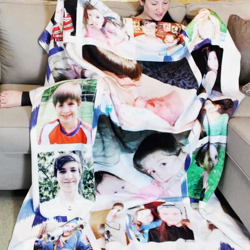 Vista 3 de Manta personalizada con texto fotográfico, manta personalizada con imagen para bebé, madre, padre, amigos, amantes, perro, gato, regalo
