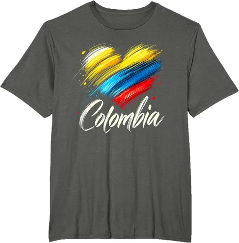 Vista 8 de Camiseta de orgullo colombiano con corazón de la bandera de Colombia