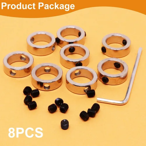 Vista 6 de Collar de tope de broca de 1/2 pulgada, 8 piezas de collar de tope de taladro, localizador de anillos para carpintería con llave