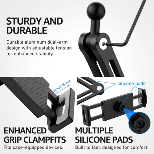 Vista 4 de Urmust Soporte de pared para tableta para iPad, rotación de 360°, soporte ajustable para tablet con brazo extensible de aluminio, para iPad