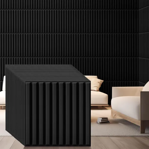 Vista 8 de Nuanchu 32 piezas de paneles de pared de listones 3D de 12 x 12 pulgadas de PVC con textura estriada, paneles cortables y pinta bles para arte