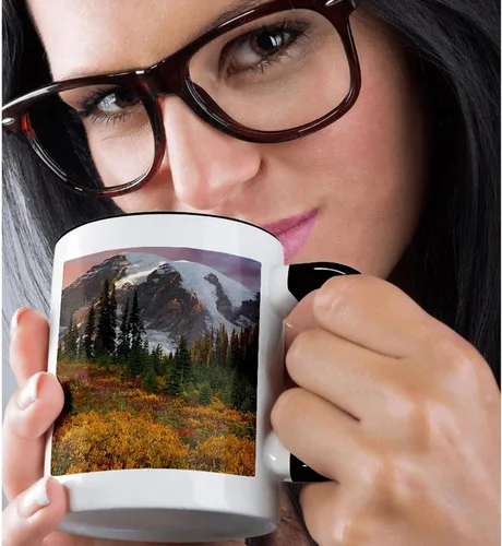 Vista 2 de 3dRose (mug_95130_4) USA, Washington, Mount Rainier NP, Paradise Area - US48 BJA0117 - Jaynes Gallery - Taza negra de dos tonos, 11 onzas