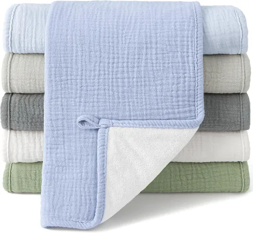 Vista 8 de Bearmoss Paños de muselina para eructos, ropa de bebé para eructar 100% algodón, grandes, extra suaves, absorbentes, unisex, para recién nacidos