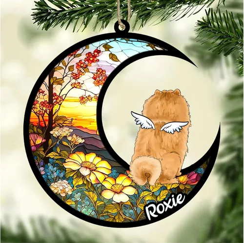 Vista 751 de LOVELYPOD Adorno de Navidad personalizado para perro Basset Hound (marrón) Basset Hound (marrón) adorno para atrapasoles de perro, razas de perros