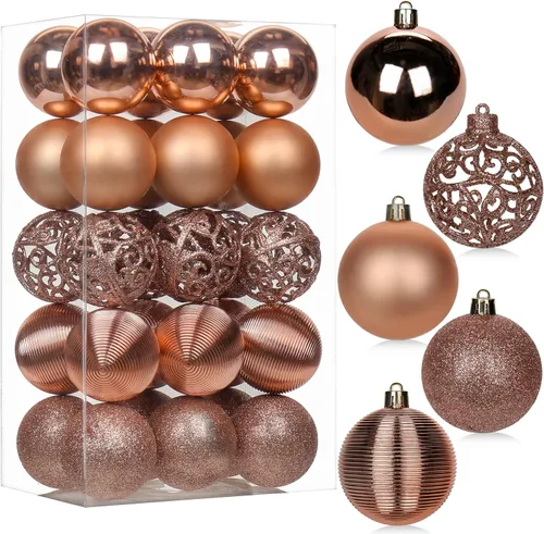 Vista 25 de 30 piezas de adornos de bola de árbol de Navidad irrompibles negros para decoración navideña