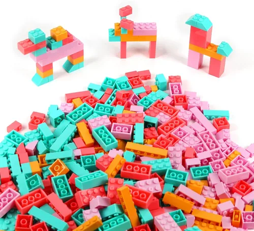 Vista 2 de Juego de 500 piezas de ladrillos de construcción, juguetes de bloques de construcción de colores clásicos, compatible con todas las principales