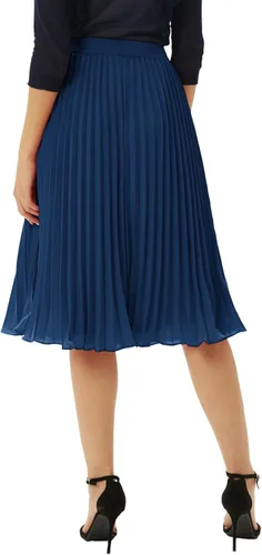 Vista 14 de GRACE KARIN - Falda plisada de gasa para mujer, con cintura alta y elástica, vuelo, corte acampanado y longitud por debajo de la rodilla
